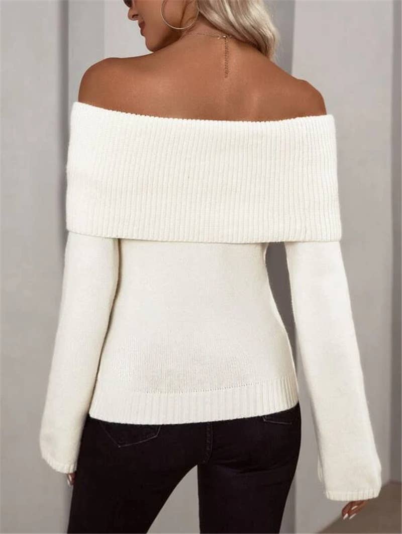 Rosa Clothing - Wholesale Knit Top - Women's - sexy off shoulder long sleeve slim fit knit top10