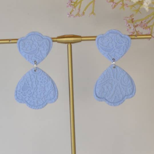 Spring Scallop Light Blue Lace Dangle for wholesale by Creative Chaos Company