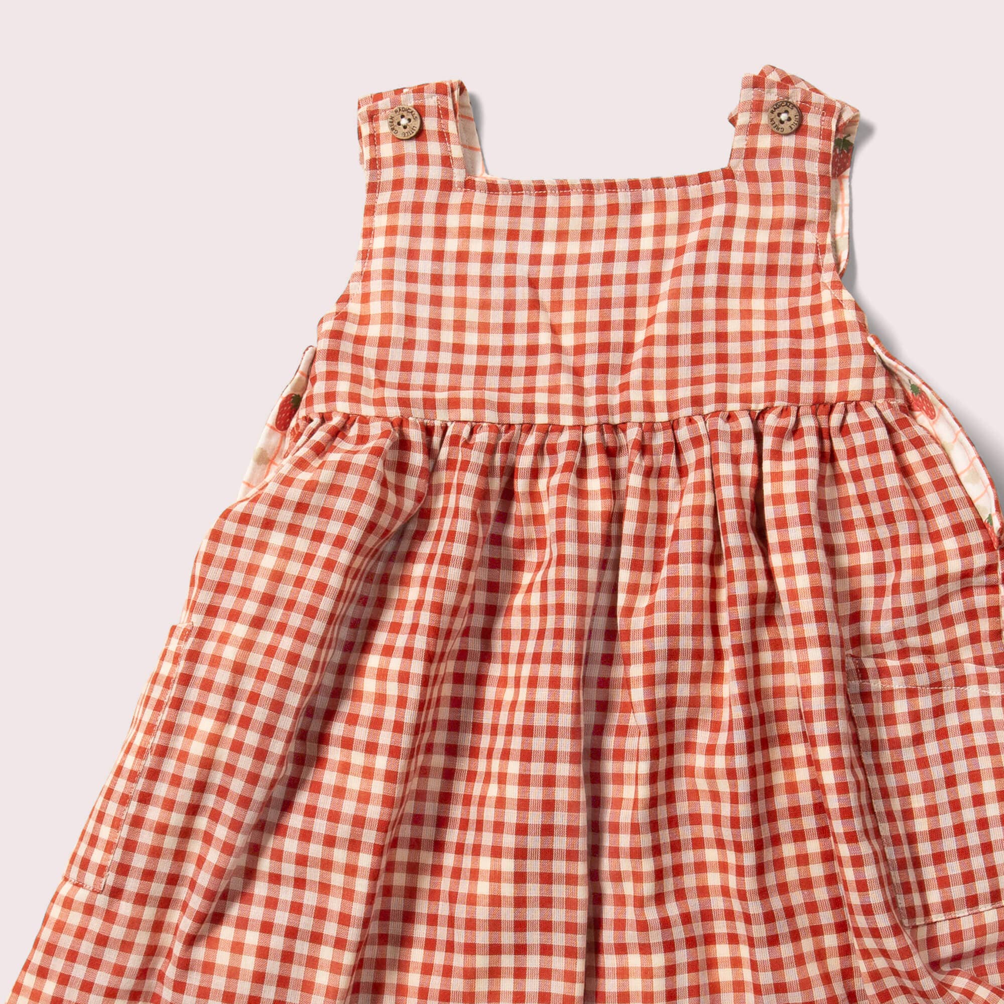 Strawberry Days Reversible Pinny Dress for wholesale on Faire2