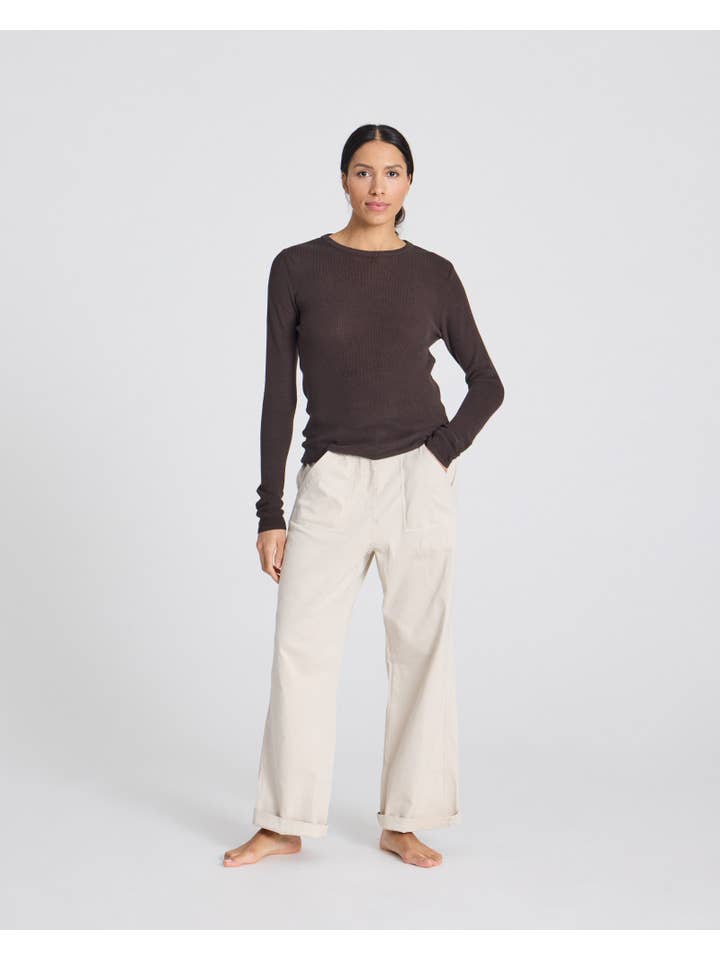 gai-lisva - Venta al por mayor Jersey corto de punto - Mujer - Freja L/S Top de Algodón Acanalado GOTS - Mulch