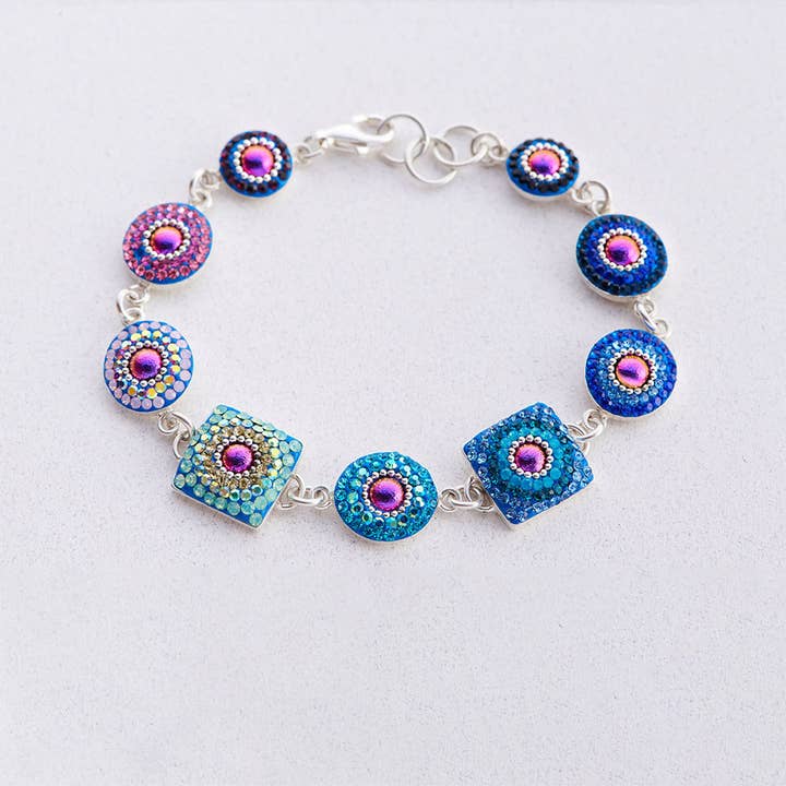 PB-8625 / CRYSTAL & SILVER DIVERSITY BRACELET for wholesale by Mosaico Jewels
