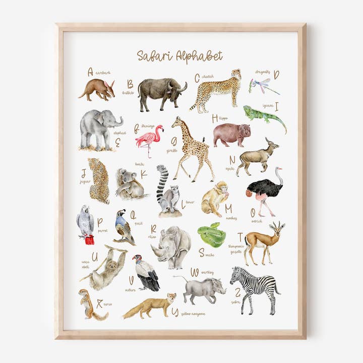 Safari Alphabet Print for wholesale by Carrie And The Brush