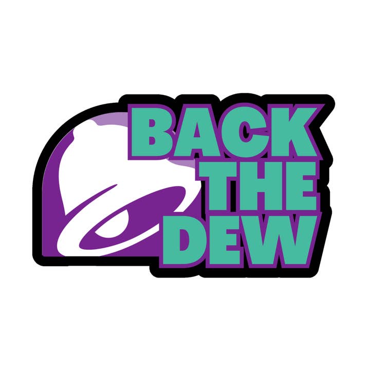 Frog Mustard Stickers - Wholesale Sticker - Back the Dew (Baja Blast) - Die Cut0