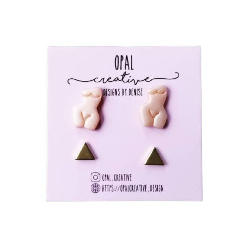 Oorbellen van polymeerklei voor dames met studs - Pale Blush voor wholesale door Opal Creative