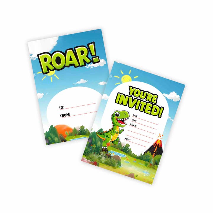 Huxters - Wholesale Invitations - Dinosaur Roar Birthday Party Theme Invitation (14-Pack)1