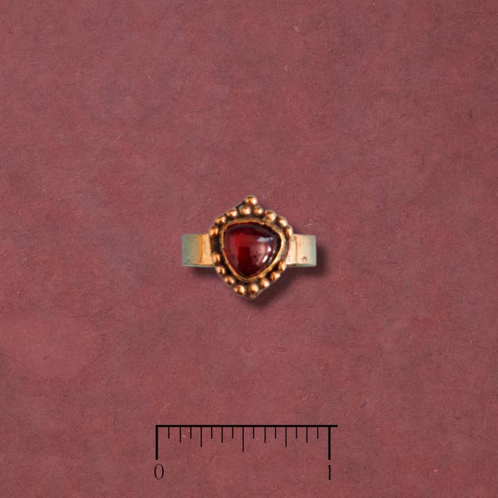 Garnet Trillion Copper Ring for wholesale by Tidepool