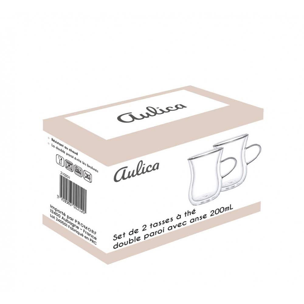 AULICA - Wholesale Coffee/Tea Cup - Double-walled tea cups with handle - set of 24