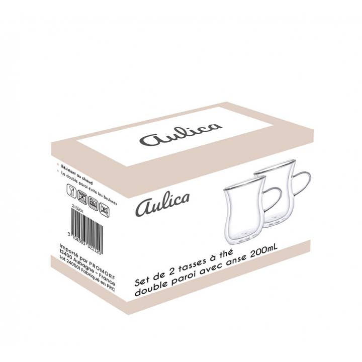AULICA - Wholesale Coffee/Tea Cup - Double-walled tea cups with handle - set of 24