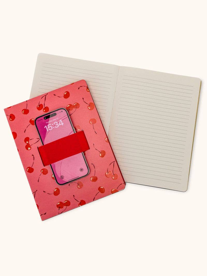 Studio Oh! - Wholesale Notebook - Fresh-Picked Cherries Casey Notebook with Phone Loop2