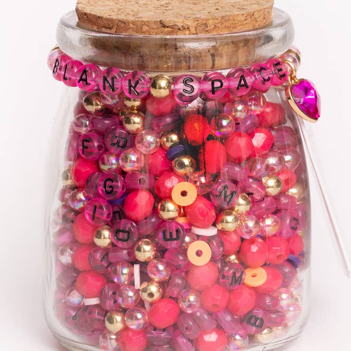 Jewelry Made by Me – wholesale DIY-pysselkit – BLANK SPACE Varm rosa rund bokstav DIY pärlburk