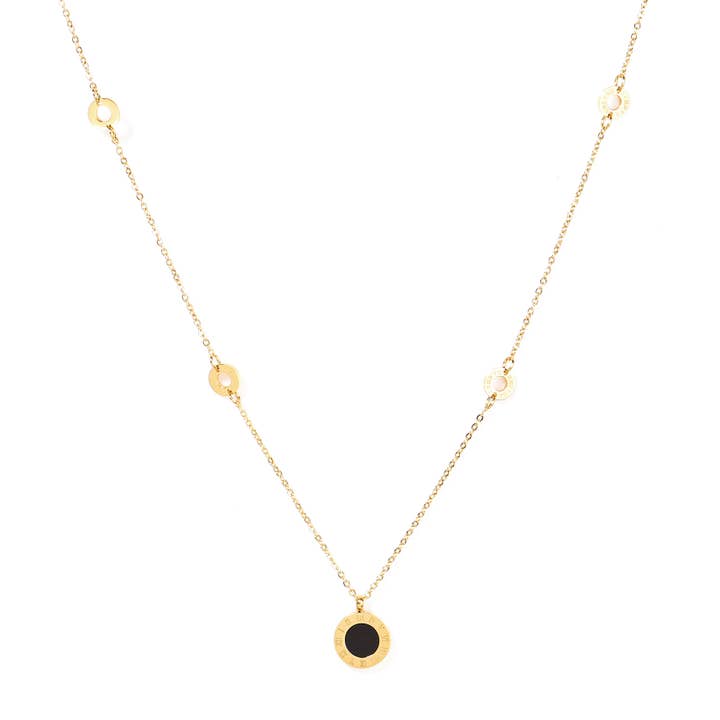 Colgante plateado, rosa u dorado con incrustaciones de color negro azabache para venta al por mayor de United Elegance