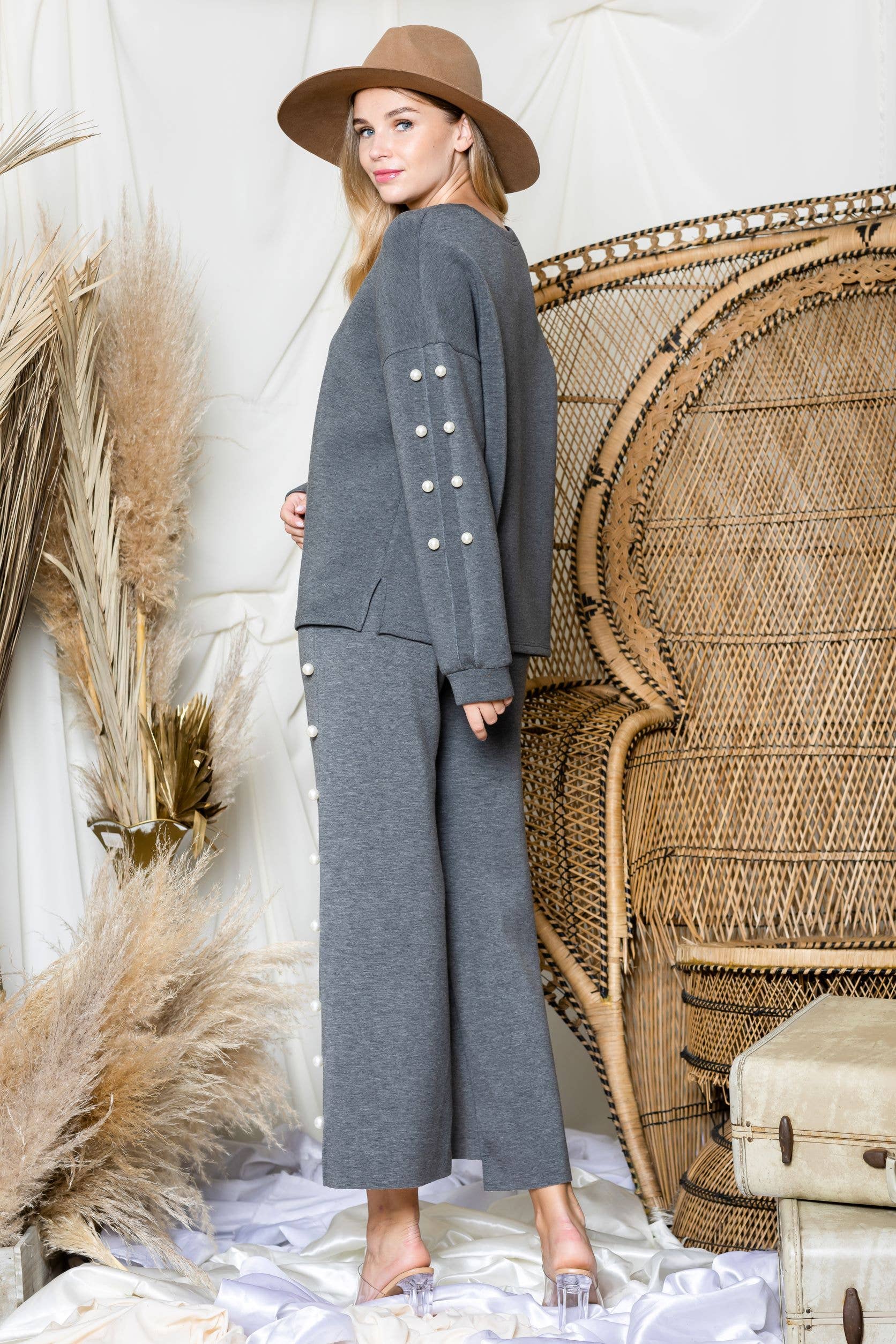 Joh Apparel - Venta al por mayor Jersey corto de punto - Mujer - Top de perlas Katri Stretch French Scuba23