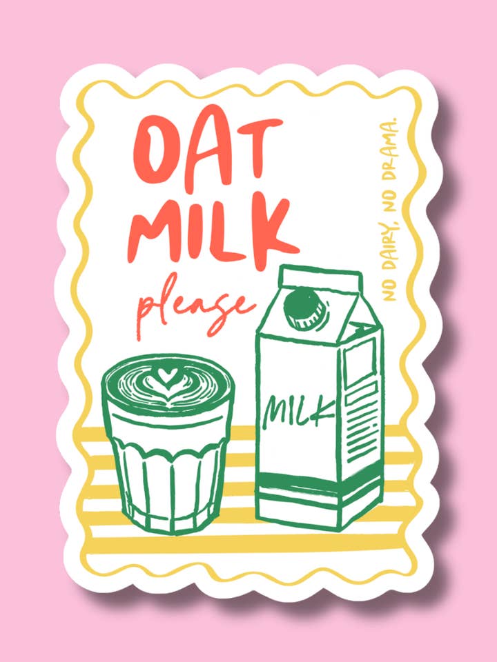 Adesivo "Latte d'avena, per favore", caffetteria, intolleranza al lattosio per la vendita all'ingrosso da parte di ShopSourSweetener