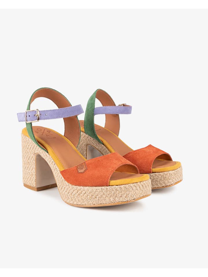 Multicolored Multicolor Suede Marseille Heel Sandal for wholesale on Faire