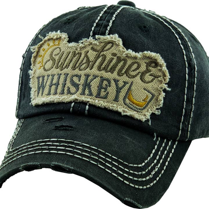 KBETHOS - Vendita all'ingrosso Cappellino da baseball - Donna - Cappellino Vintage Lavato SUNSHINE & WHISKEY