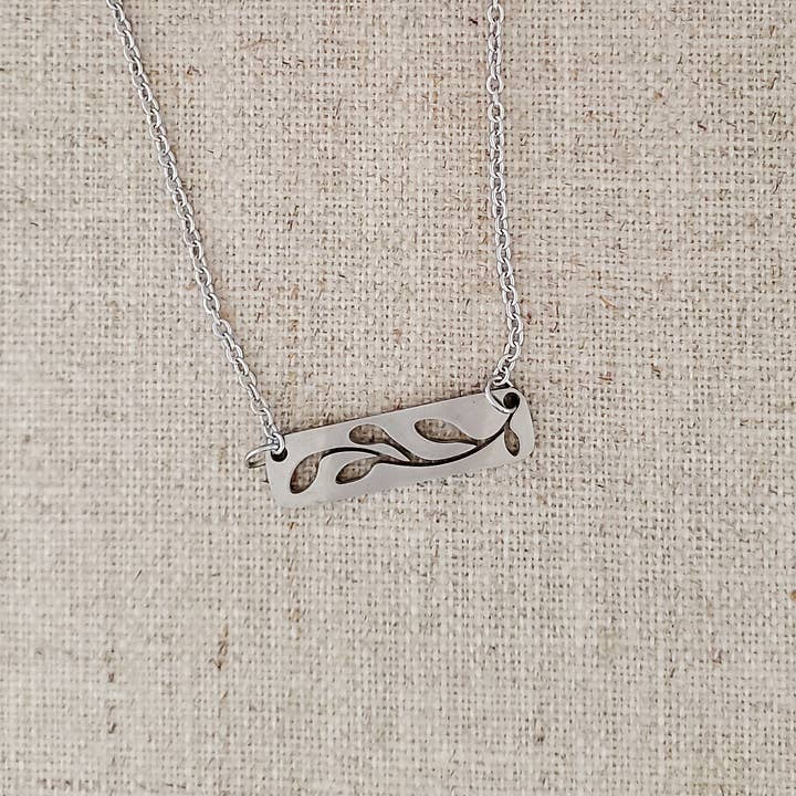 Stainless Steel Branch Cutout Necklace for wholesale by Covaly Artisan Jewelry