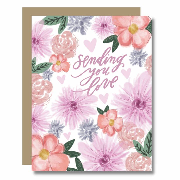 Skicka dig kärlekskort - blommig saknar dig tänker på dig för wholesale av Prairie Letter Shop