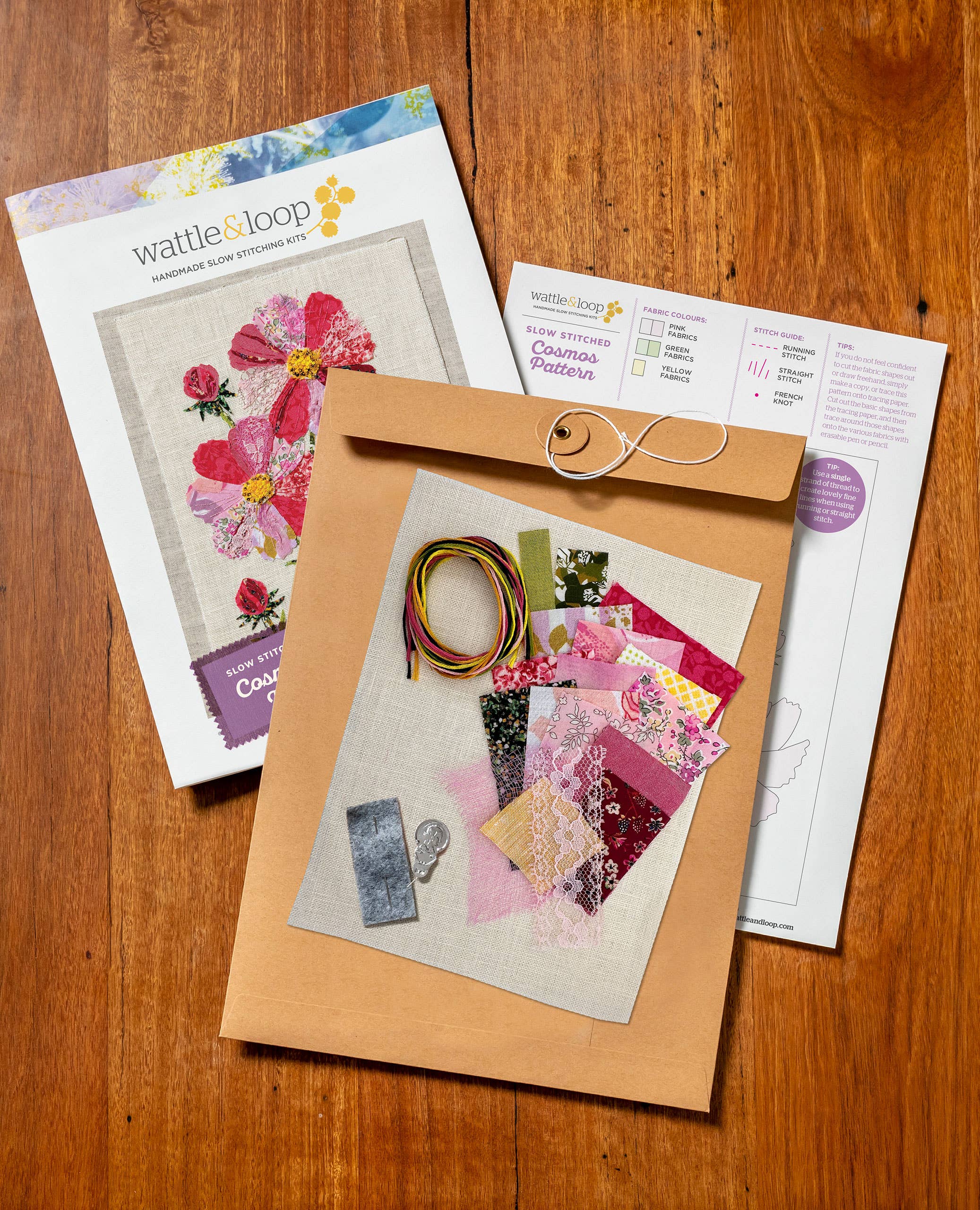 Wattle&Loop - Wholesale Embroidery/Cross Stitch Supplies - Cosmos Slow Stitching Kit1