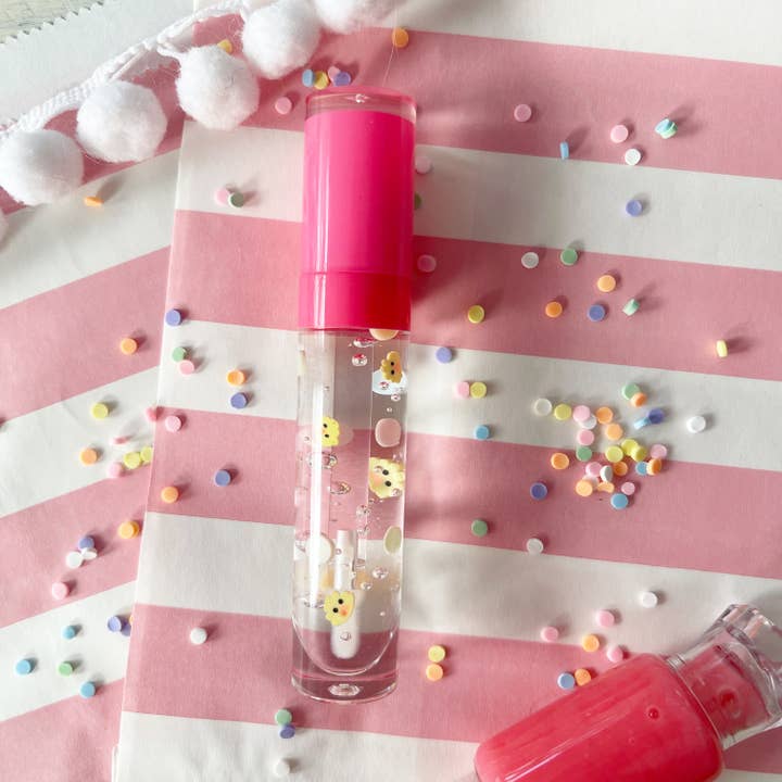 Chick and Confetti Raspberry Wand Lip Gloss for wholesale by Live Sweet