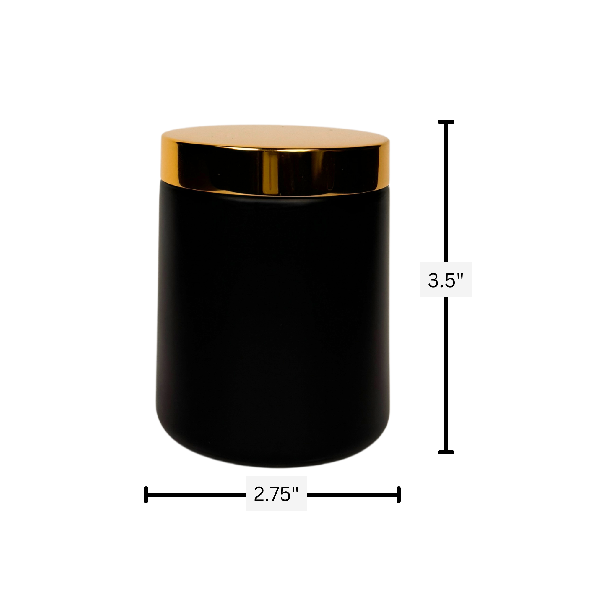 The Bottle Shoppe - Wholesale Jar - 8oz Black Matte Glass Straight Sided Jar with Gold Lid 1