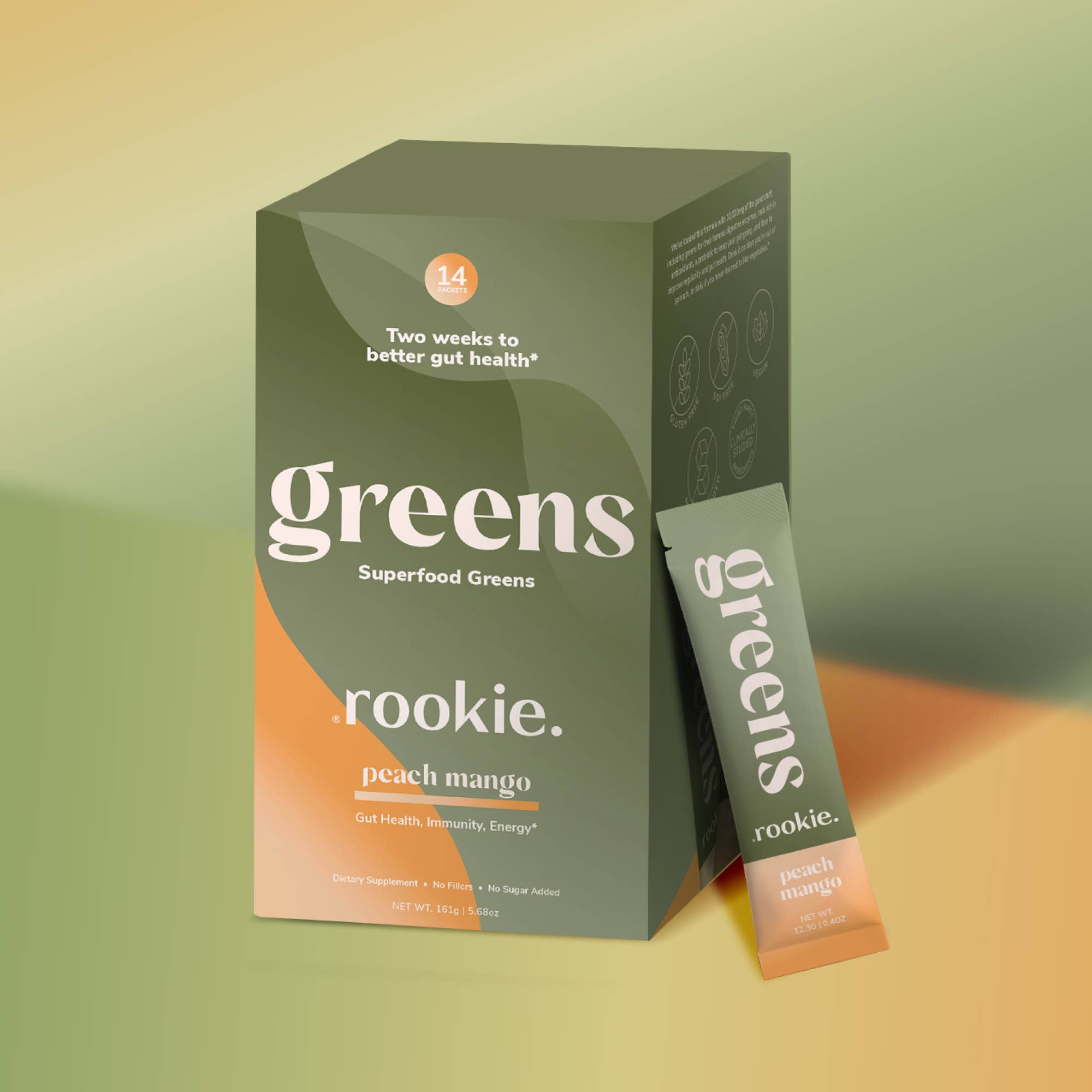 Rookie Wellness - Wholesale Powdered Health Drink - Peach Mango Superfood Powder Drink Mix: Gut & Immune Health