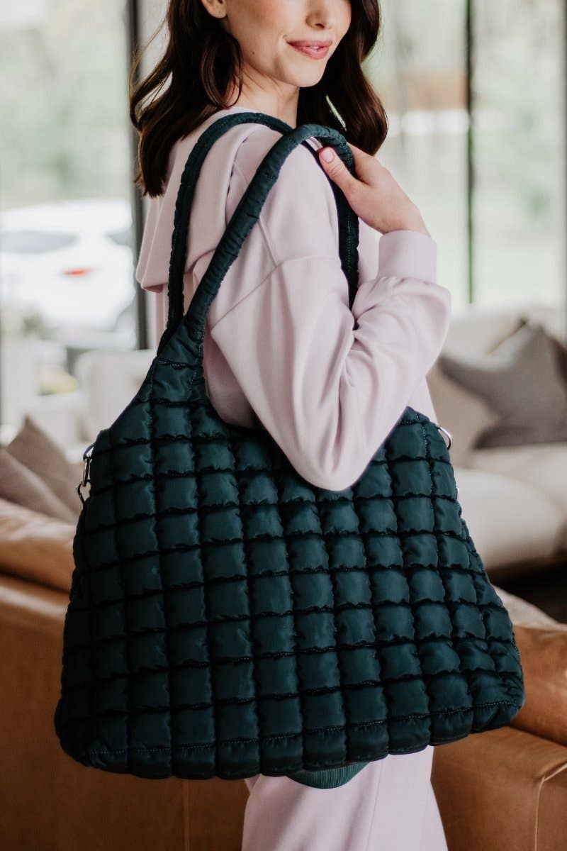 Skog Grön Rektangulär quiltad puffer-väska i skogsgrönt för wholesale på Faire1