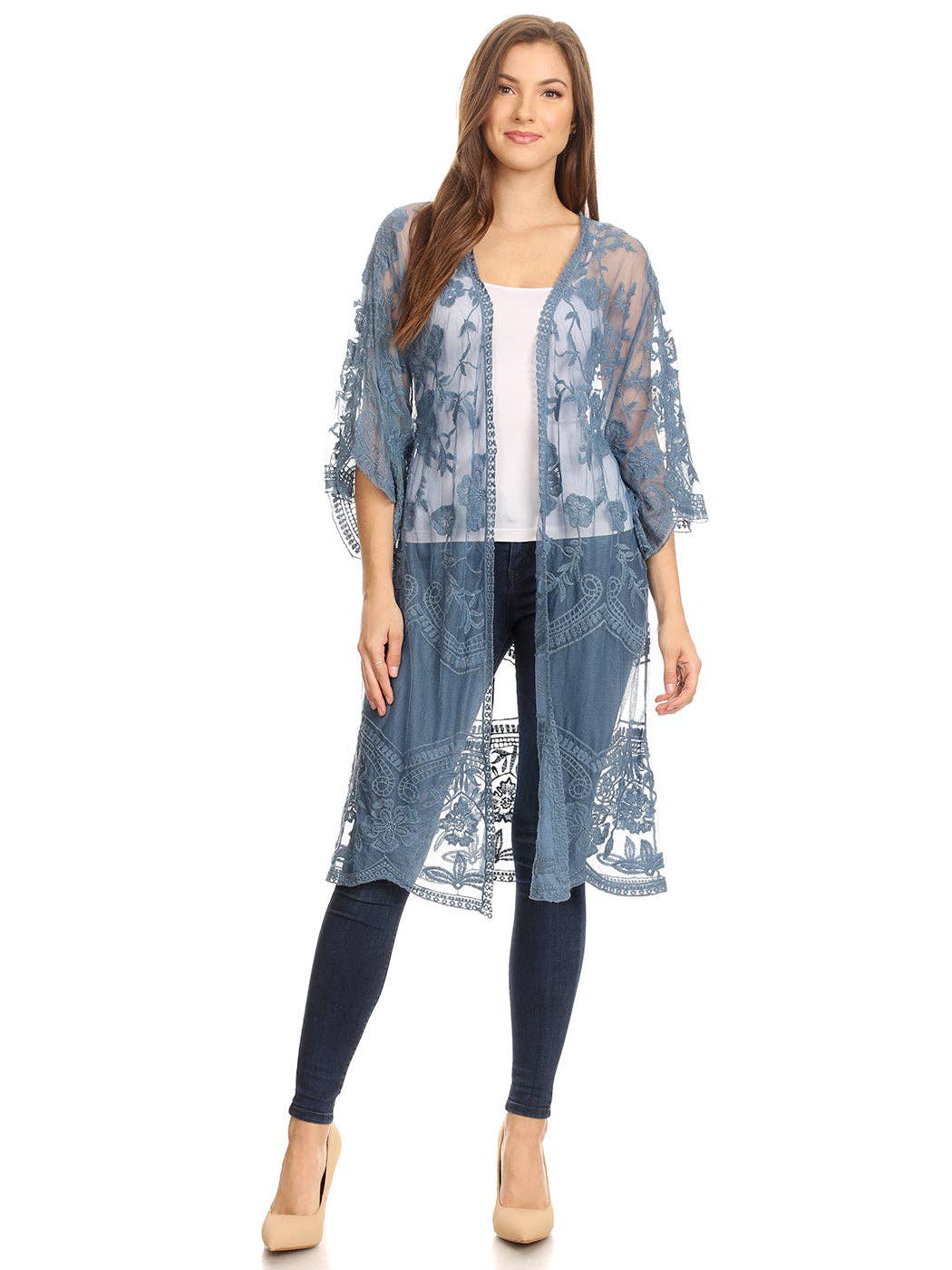 Anna Kaci Wholesale - Wholesale Kimono - Women's - Embroidered Floral Butterfly Kimono Cover Up Cardigan9