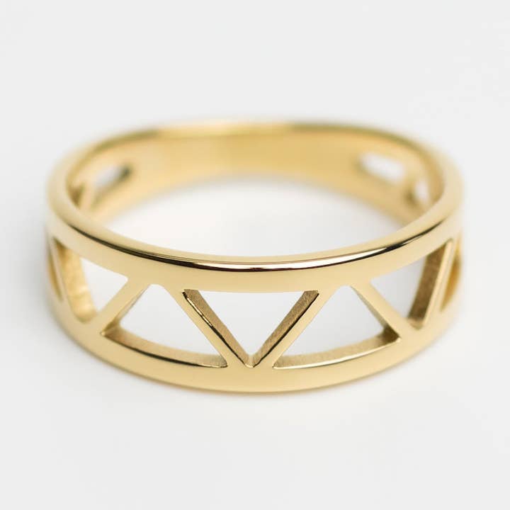 Rº2 - Anello in acciaio inossidabile placcato oro 14K per la vendita all'ingrosso da parte di Zafeer