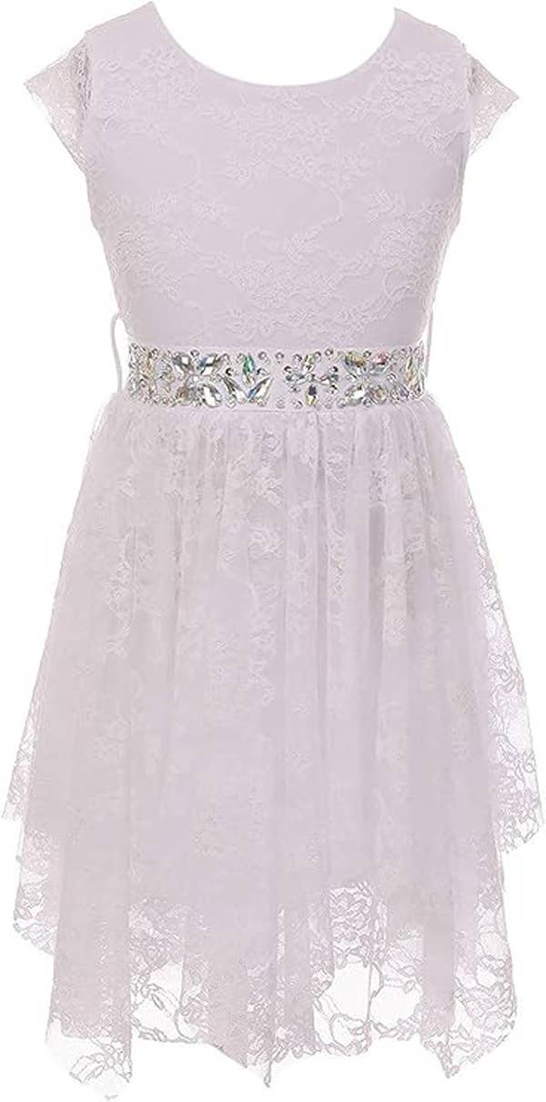 iGirlDress - Wholesale Dress - Kids - Girls Floral Lace Dress with Cubic Belt, Holiday Size 2-147