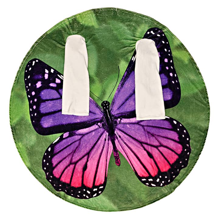 The Fun Home Novelty Company - Wholesale Throw Blanket - Purple Butterfly Wearable Sleeved Round Arm Blanket 68" Diameter4