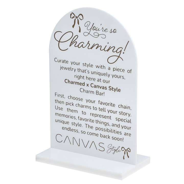 Canvas Style - Wholesale Jewelry Stand & Display - Charmed x Canvas Style Arched Sign in White Acrylic