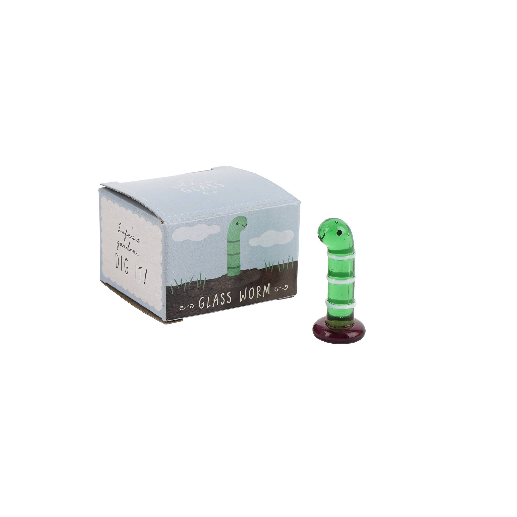 CGB Giftware – wholesale Decorative tabletop object – Artisan Green Glass Worm In Gift Box2