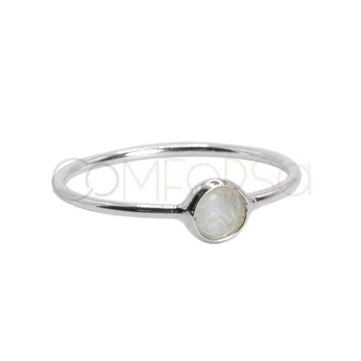 Sterling Silver 925 Ring With Moonstone 4Mm for wholesale by COM FORSA SL