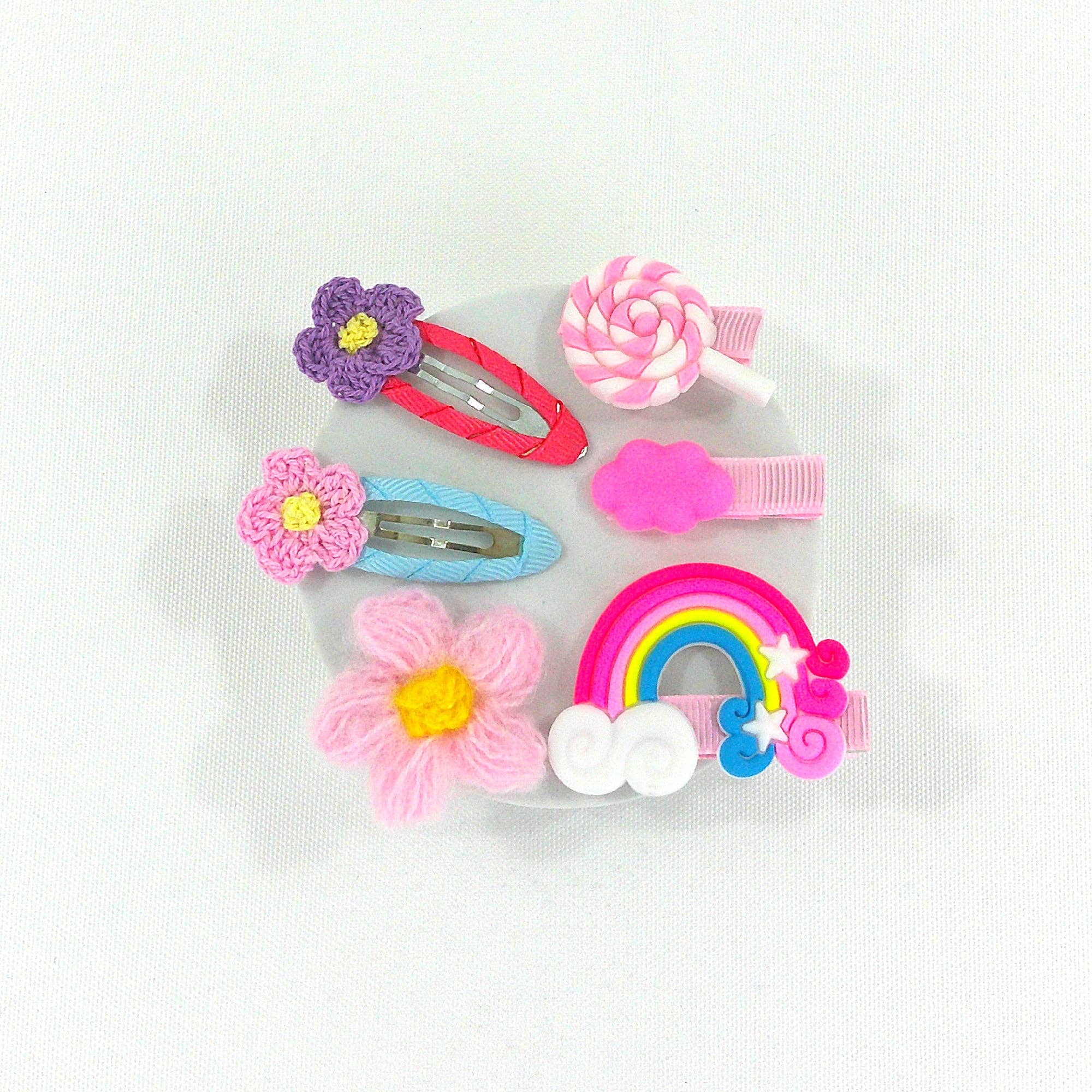 TAPA fashion – Clips para cabelo - Criança por atacado – Ganchos de Cabelo Infantis Fofos com Desenho de Doces, Flores e Arco-íris HB4229-8 (12PC)8