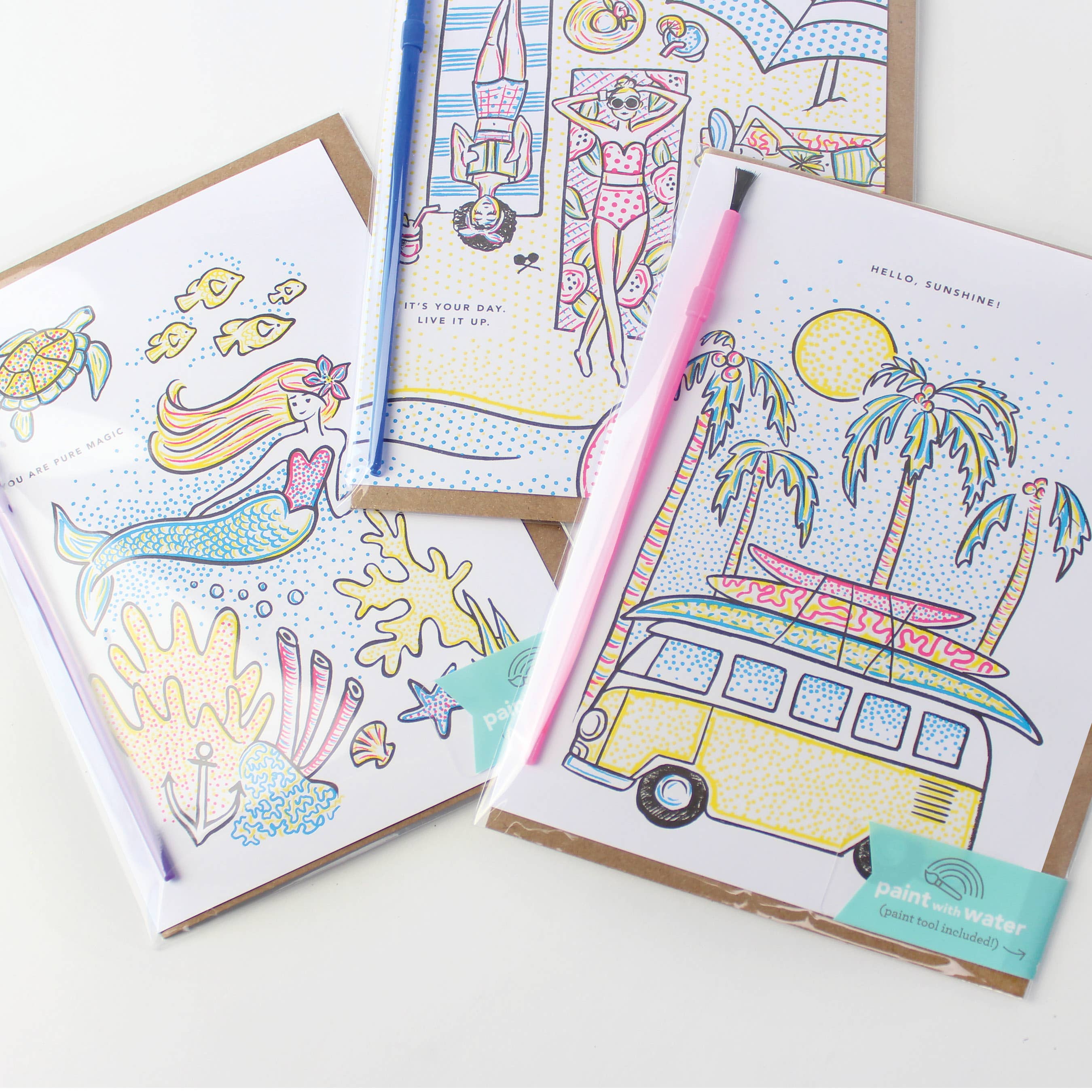 Inklings Paperie - Wholesale Everyday Greeting Card - Paint With Water Card - Surfer Van6