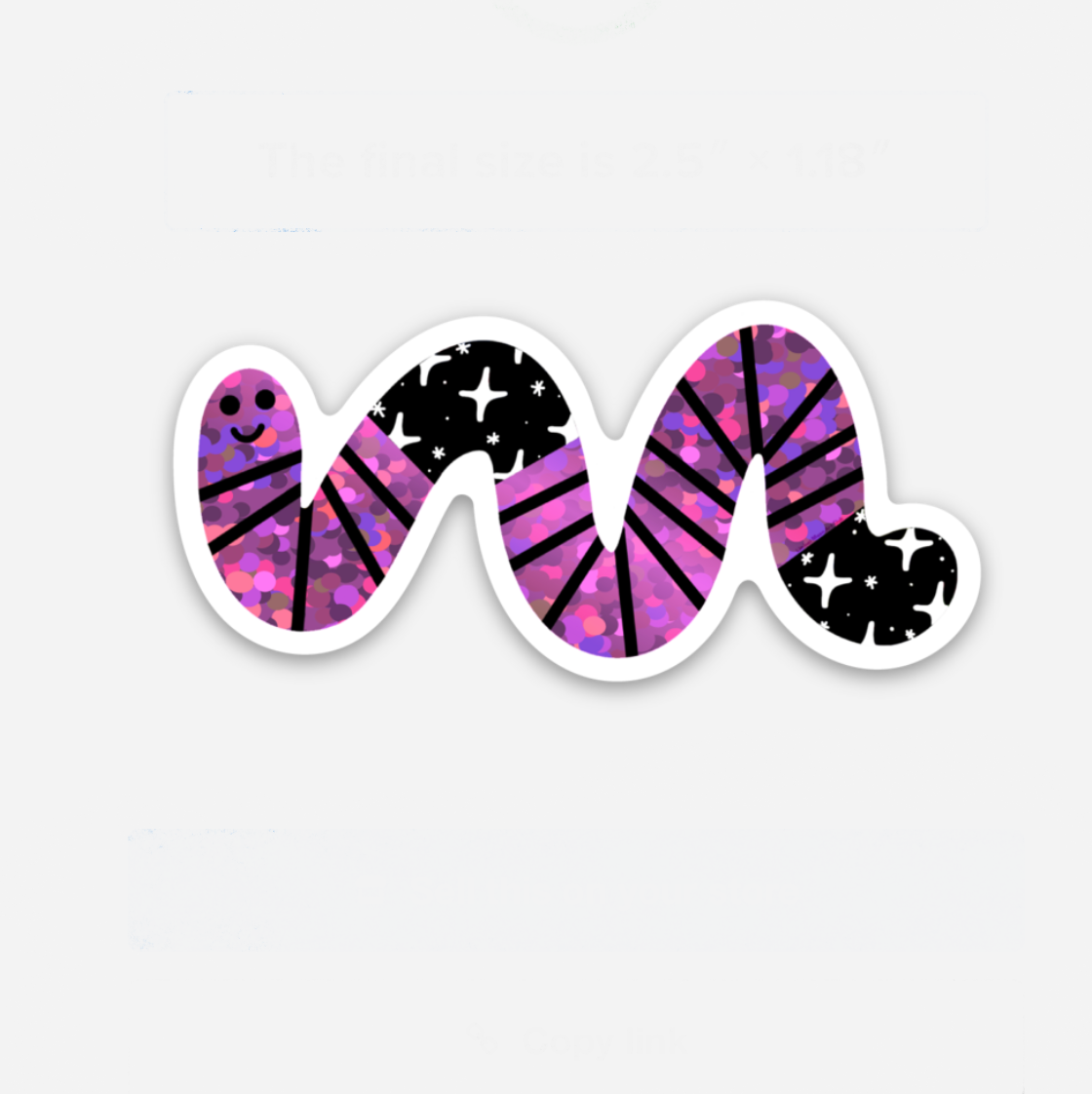 Liminal Moon Art Club – Großhandel Aufkleber – Rosa Glitzer-Weltraumwurm0