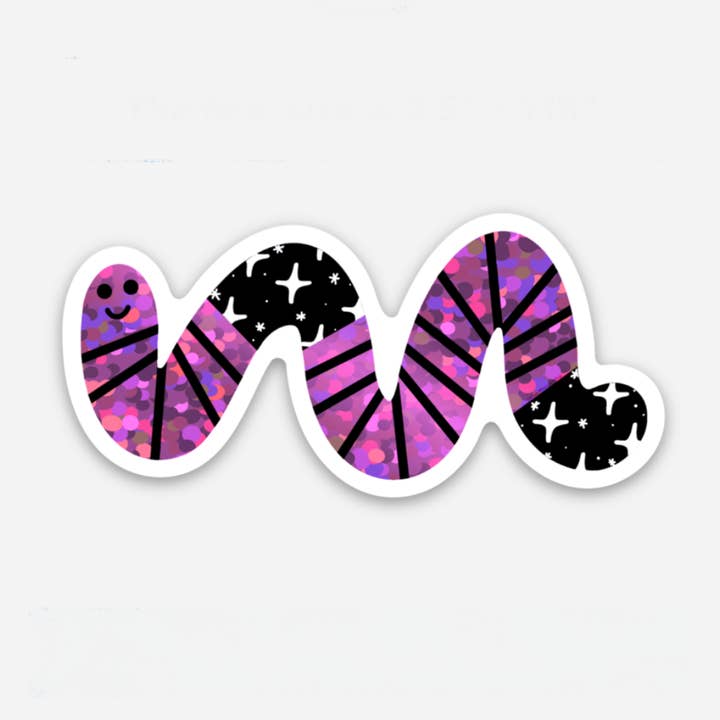 Liminal Moon Art Club – Großhandel Aufkleber – Rosa Glitzer-Weltraumwurm0