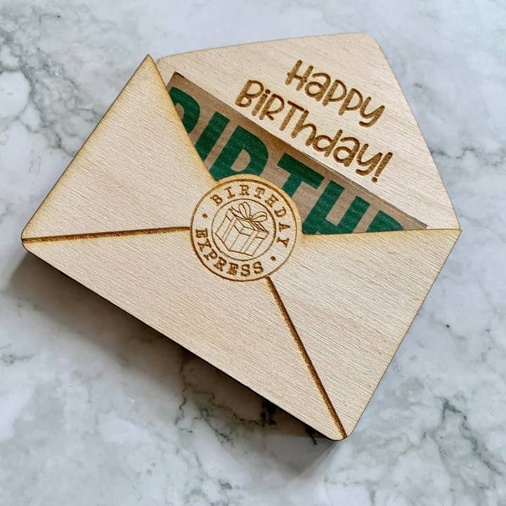 Personligt graverat Grattis på födelsedagskuvert presentkorthållare för wholesale av Resplendent Aurora