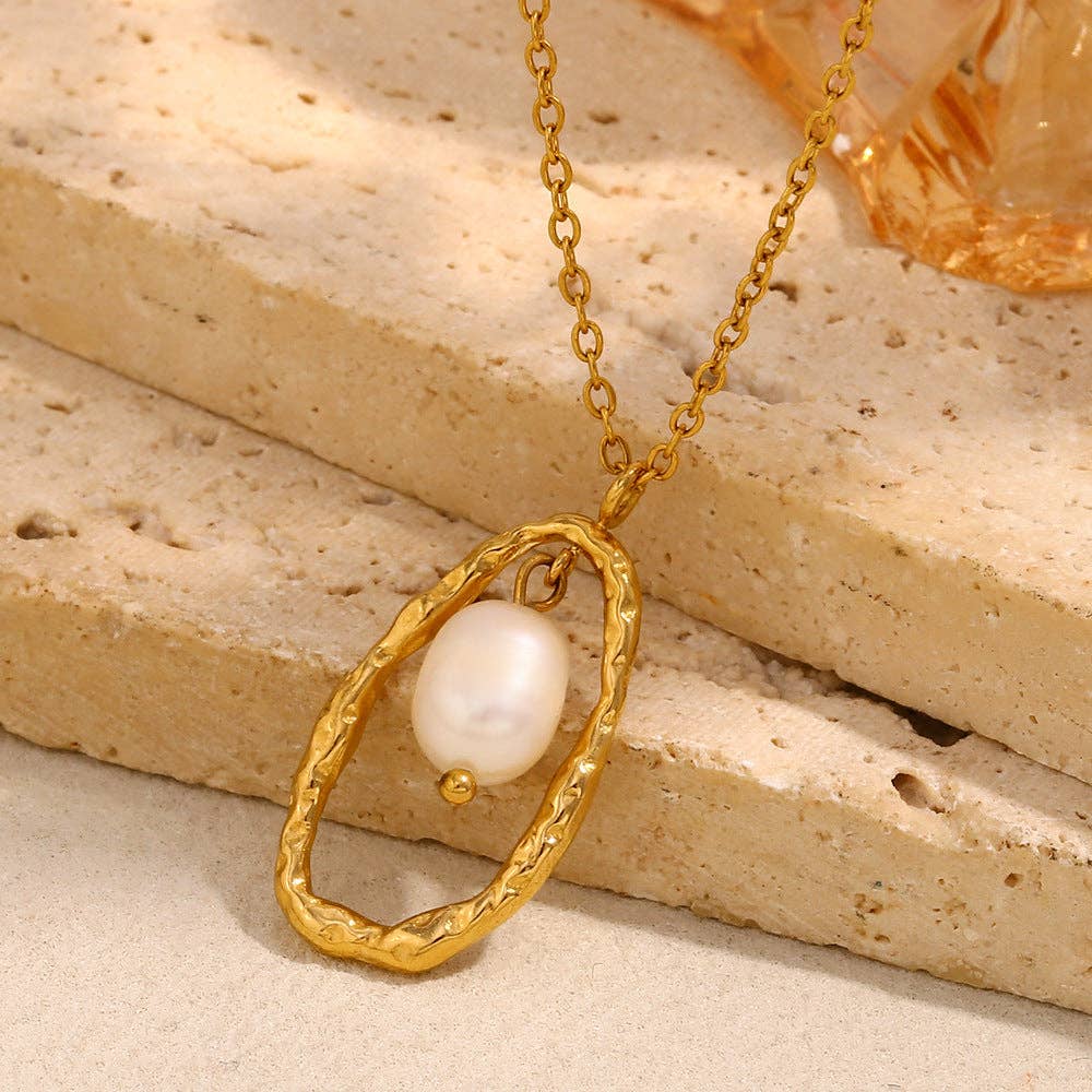 Revelari - Wholesale Pendant/Charm Necklace - 18K Gold Plated Stainless Steel Pearl Pendant Necklace2