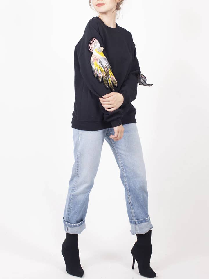 RAG373W BLACK PARROT SWEATSHIRT for wholesale by Ragyard