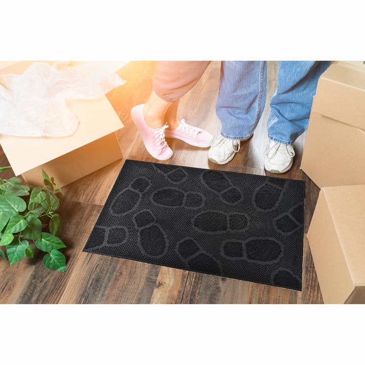Evideco French Home Goods - Wholesale Door Mat - Outdoor Front Door Mat 30x18 Rubber Shoeprint3