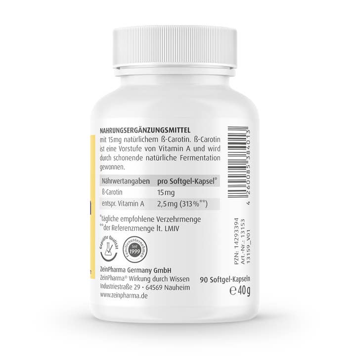 Zein Pharma - Wholesale Oral Supplement/Vitamin - Beta Carotene Natural 15 mg - 90 softgel capsules1