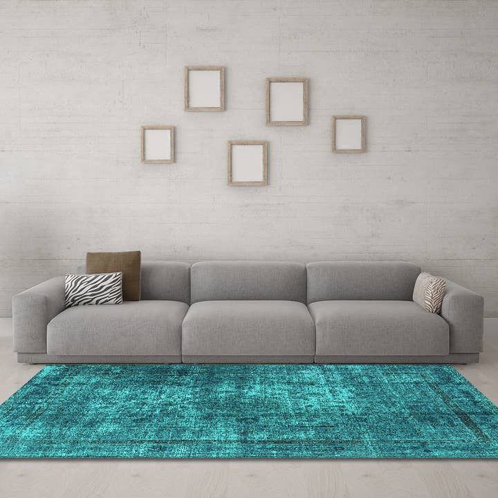 Tapis industriels de couleur turquoise orientale lavables en machine pour la vente par Ahgly
