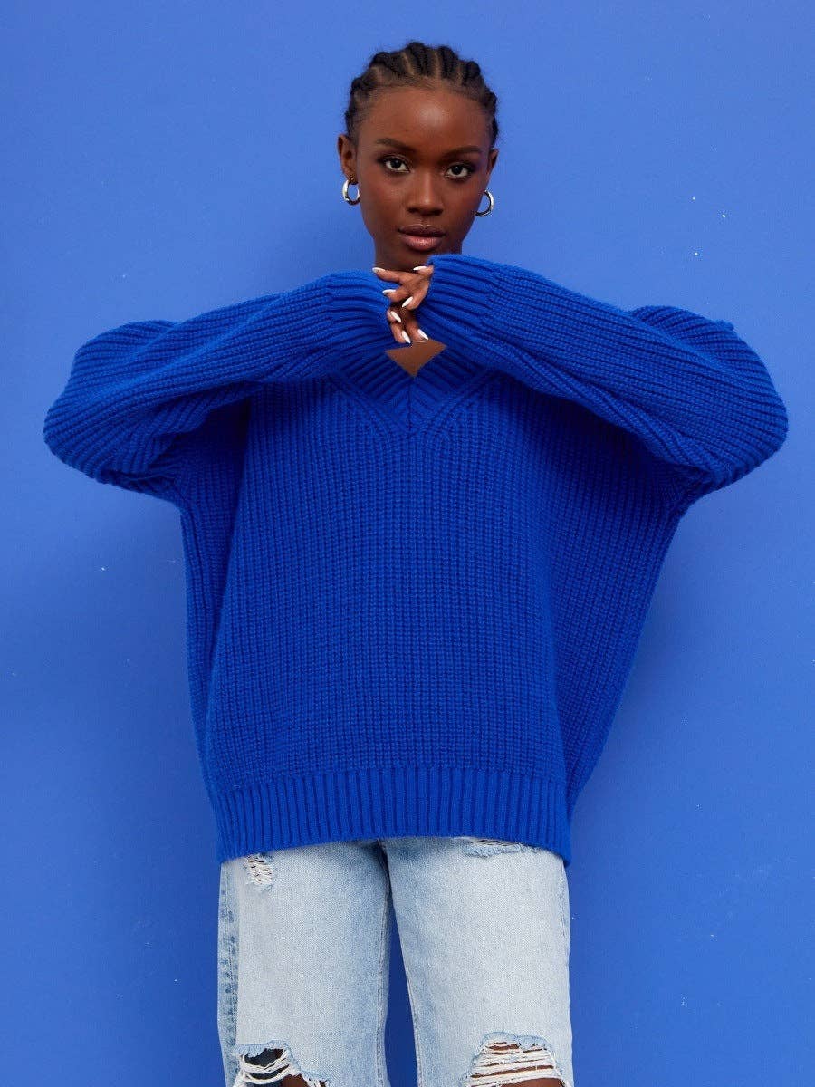 Marayn - Wholesale Knit Sweater - Women's - New European AutumnWinter Vneck Loose Knit Sweater13