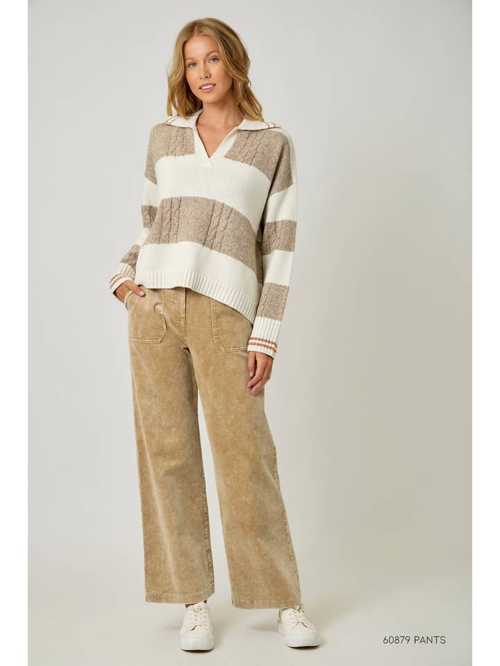 Mystree - Wholesale Knit Sweater - Women's - 60899 V-Neck Multistripe Sweater22