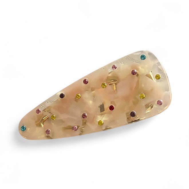 Curved Triangle Crocodile Clip in Pink Multi for wholesale by Last True Angel