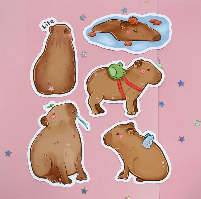 BubblesArtCraft - Vente Autocollant - Autocollants Capybara | Pack d'autocollants en vinyle pour ordinateur portable1