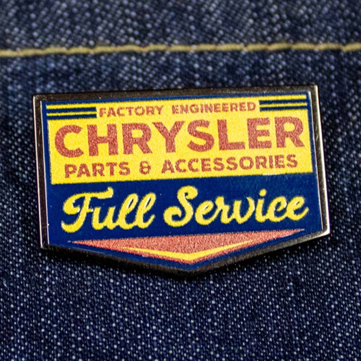 Enamel Pin - Chrysler Full Service for wholesale by Detroit Shirt Co.