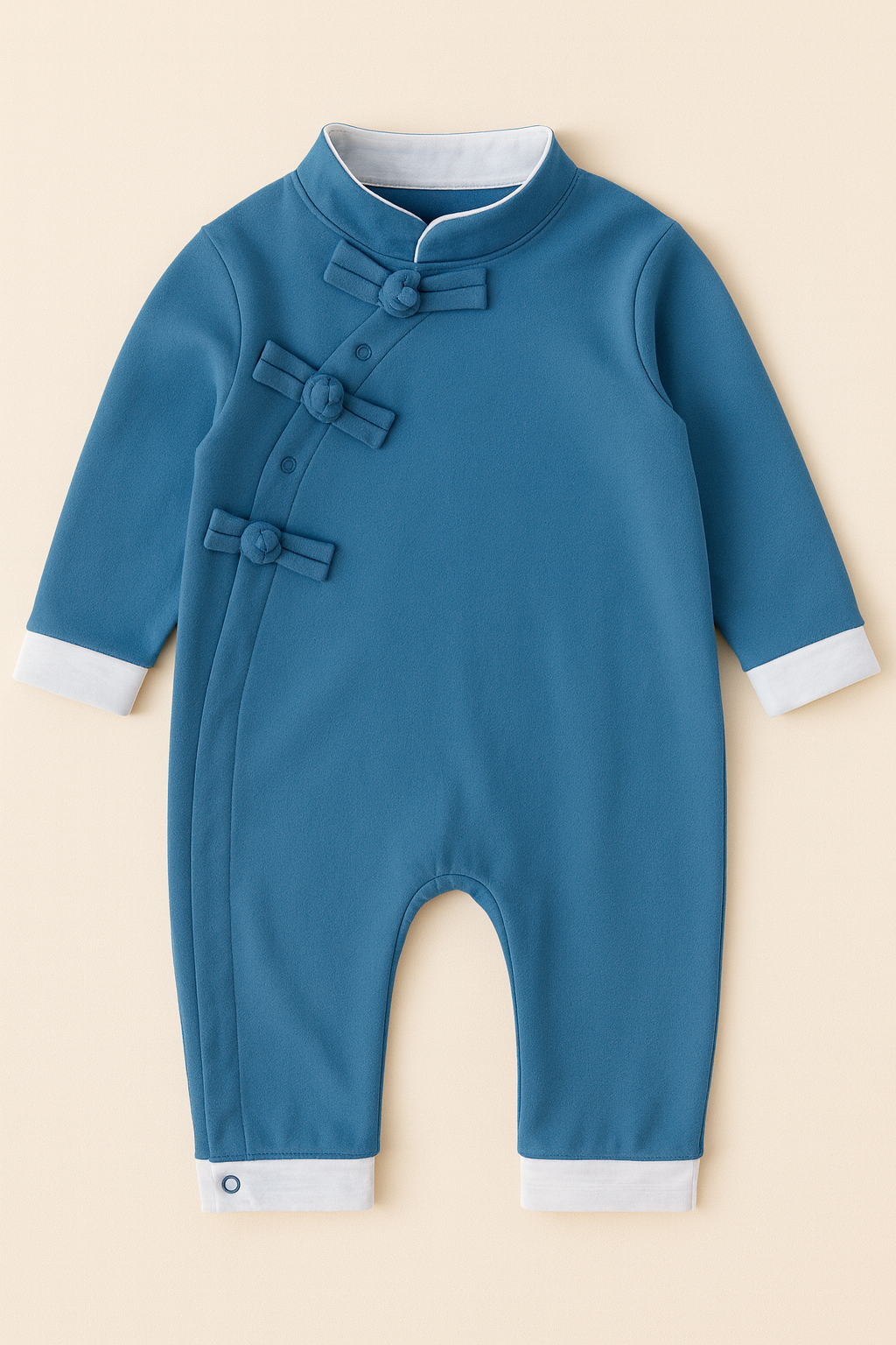 Fennco Styles - Vente Barboteuse – bébé - Barboteuse bleue inspirée de la tradition chinoise pour bébé1