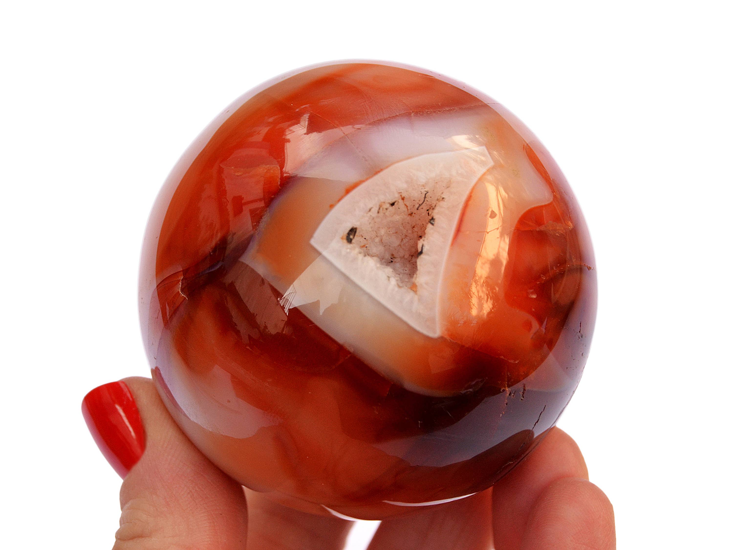 Kaia & Crystals - Wholesale Spiritual Stone/Crystal - Carnelian Sphere Stone (5-6 Pcs) - (45mm - 65mm) 1 kg Lot1
